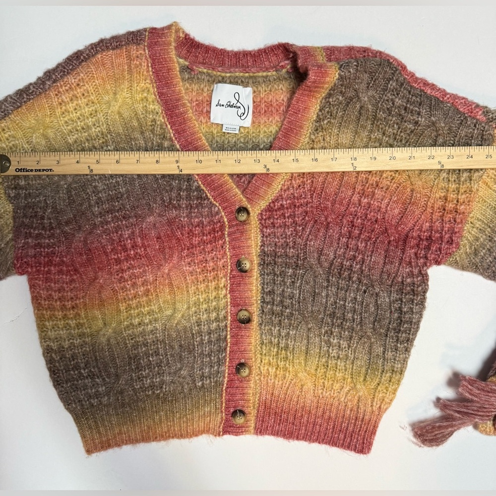 Sam Edelman Vibrant Fringe Cardigan Sweater bell sleeve wool size M - Picture 9 of 16
